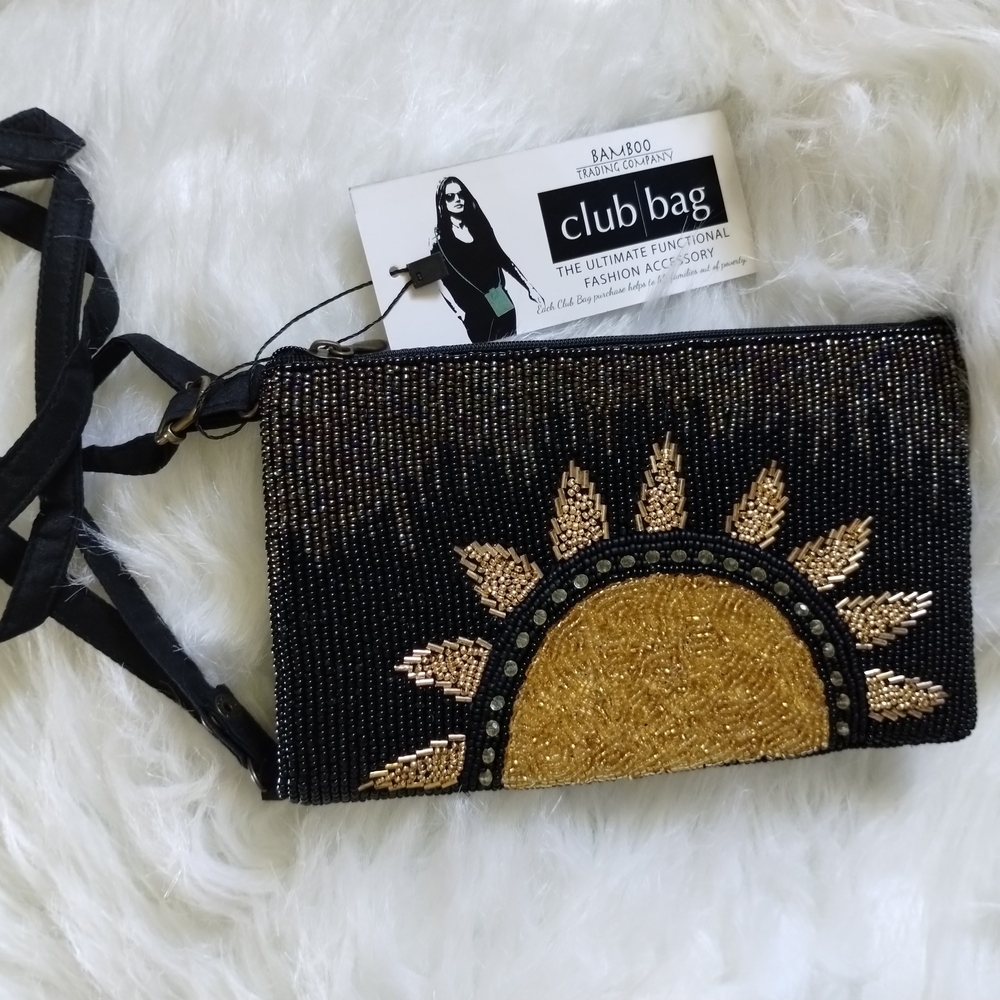 Bamboo Traders Black and Gold Sunburst Clutch